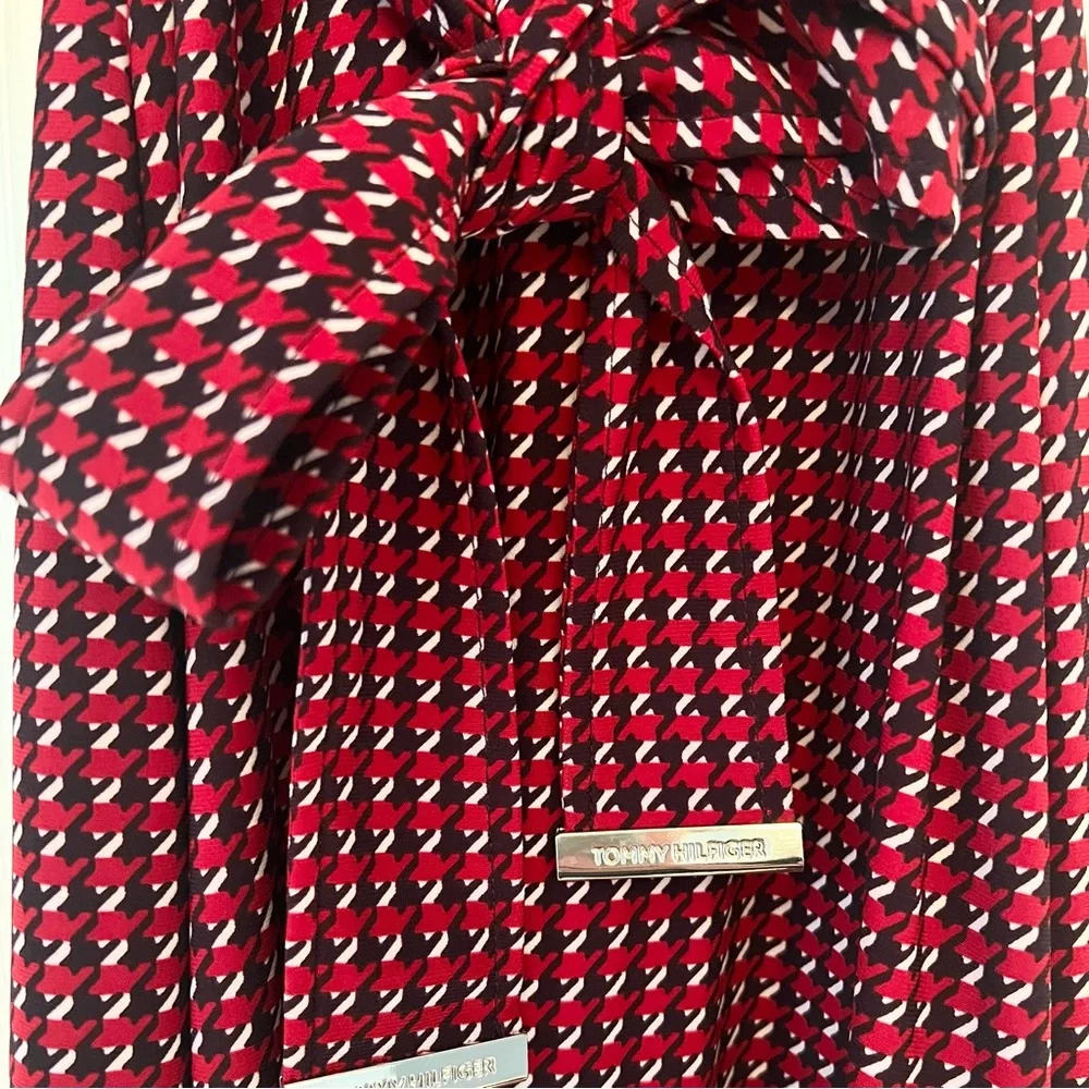 Tommy Hilfiger-Houndstooth Jersey Shirtdress With Belt-Sleeves-Size 4 Petite - Picture 3 of 11
